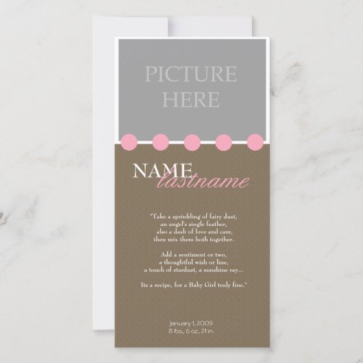 Rosa Punkte - Mädchen Ankündigung (Vorderseite)