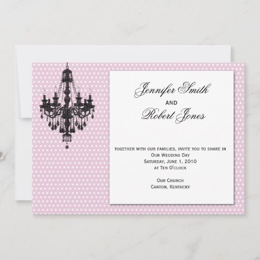 Rosa Punkte mit schwarzem Kronleuchter Einladung z (Vorderseite)
