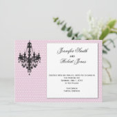 Rosa Punkte mit schwarzem Kronleuchter Einladung z (Stehend Vorderseite)