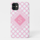Rosa Punkte Monogram Girly Modern Simple Case-Mate iPhone Hülle (Rückseite)