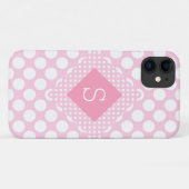 Rosa Punkte Monogram Girly Modern Simple Case-Mate iPhone Hülle (Rückseite (Horizontal))