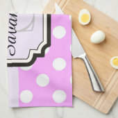 Rosa Punkte und Chevronen Geschirrtuch (Viertel Falte)