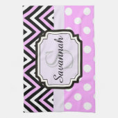 Rosa Punkte und Chevronen Geschirrtuch (Vertikal)