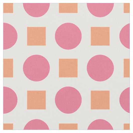 Rosa Punkte und orangefarbene Quadrate Stoff (Nahaufnahme)