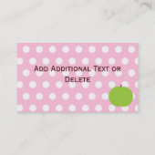 Rosa punktiert Lehrer-Visitenkarten Visitenkarte (Rückseite)