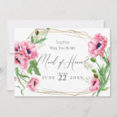 Rosa Pupien werden meine Trauzeugin sein Einladung (Vorderseite)