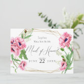 Rosa Pupien werden meine Trauzeugin sein Einladung (Stehend Vorderseite)