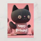 Rosa "Purfect Birthday Wings" Katze Postkarte (Vorderseite)