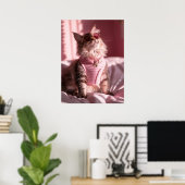 Rosa Purfektion: Chic Cat im Stil Poster (Heimbüro)