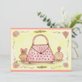 Rosa Purpurrot Geburtstagsdusche Party Einladungen (Stehend Vorderseite)