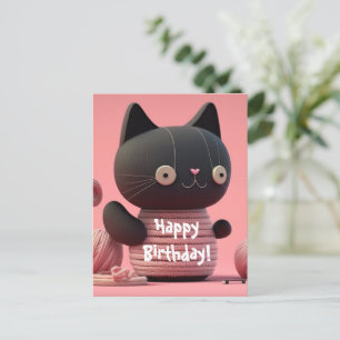 Rosa „Purrfect Birthday Wishes“-Katze Postkarte