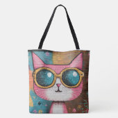 Rosa Purrfektion Retro Tasche (Rückseite)