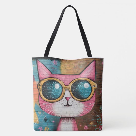 Rosa Purrfektion Retro Tasche (Rückseite)
