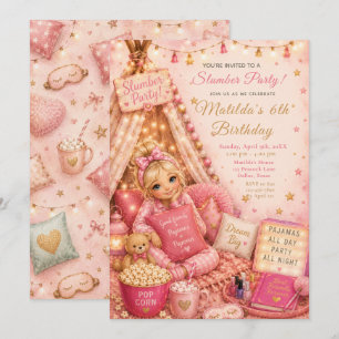 Rosa Pyjamaparty-Feier Einladung