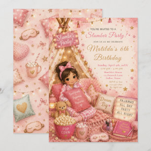 Rosa Pyjamaparty-Feier Einladung