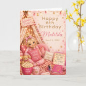 Rosa Pyjamaparty-Feier Karte (Gelbe Blume)