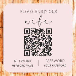Rosa QR Code Bitte genießen Sie unsere WiFi Quadratischer Aufkleber
