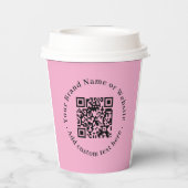 Rosa QR-Code-Branding im modernen Stil für Papiert Pappbecher (Rückseite)
