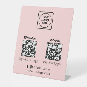 Rosa QR-Code Cash App PayPal Scanne zum Bezahlen Sockelschild
