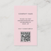 Rosa QR-Code Einfaches Logo Visitenkarte (Rückseite)