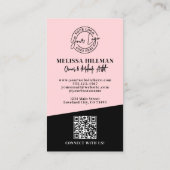 Rosa QR-Code-Foto-Logo-Makeup-Vertikal Visitenkarte (Rückseite)