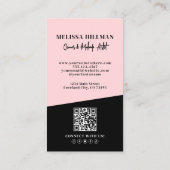 Rosa QR-Code-Foto-Make-up Vertikal Visitenkarte (Rückseite)