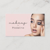 Rosa QR-Code-Foto-Make-up Visitenkarte (Vorderseite)