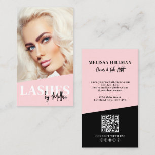 Rosa QR-Code-Foto-Wimpern Vertikal Visitenkarte