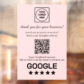 Rosa QR-Code für Google Bewertungen | Geschäftsanz Fensteraufkleber (Blatt 2)