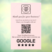 Rosa QR-Code für Google Bewertungen | Geschäftsanz Fensteraufkleber (Blatt 3)