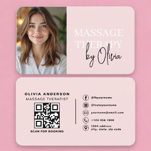 Rosa QR-Code für Massagetherapeuten Visitenkarte