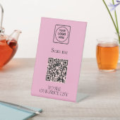 Rosa QR-Code-Geschäftsdisplay-Menü und -Preis Sockelschild (In SItu)