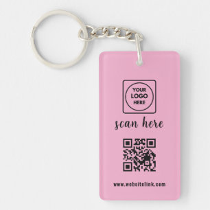 Rosa QR-Code Geschäftslogo Promo-Schlüsselanhänger Schlüsselanhänger