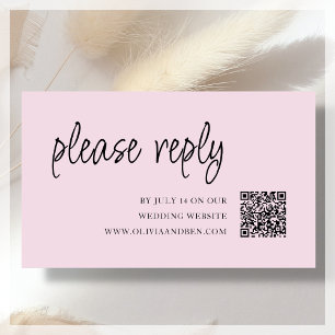 Rosa   QR-Code   Hochzeit-RSVP-Beilagekarte Begleitkarte