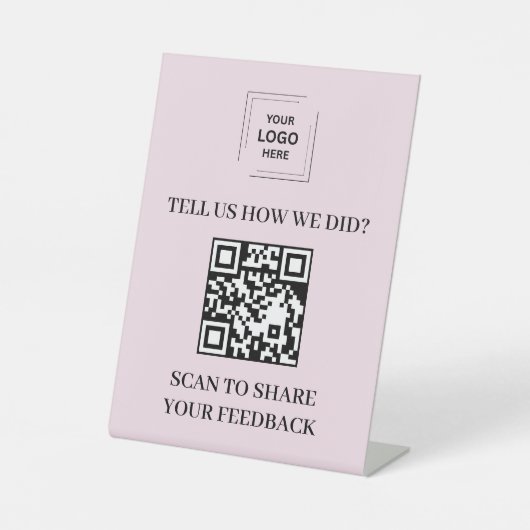 Rosa QR-Code Kundenfeedback im Sockel-Stil Sockelschild (Vorderseite)