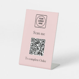 Rosa QR-Code | Kundenspezifisches Firmenlogo scann Sockelschild