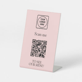 Rosa QR-Code-Menü | Modernes kontaktloses Logo  Sockelschild