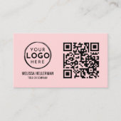 Rosa QR-Code Modernes Berufliches Foto-Logo Visitenkarte (Vorderseite)