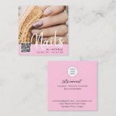 Rosa QR-Code nagelt Foto-Visitenkarten Quadratische Visitenkarte (Vorne/Hinten)