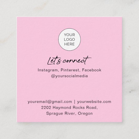 Rosa QR-Code nagelt Foto-Visitenkarten Quadratische Visitenkarte (Rückseite)