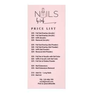 Rosa QR-Code Nail Salon Preisliste Zeichen Werbekarte