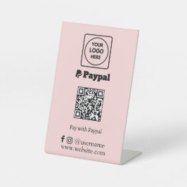 Rosa QR-Code | PayPal Scan-to-Pay-Business-Logo Sockelschild
