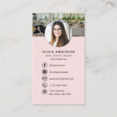 Rosa QR-Code Real Anwesen Agent Foto Logo Visitenkarte (Vorderseite)