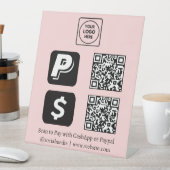 Rosa QR-Code | Scan-to-Pay-Logo von CashApp & PayP Sockelschild (In Situ)