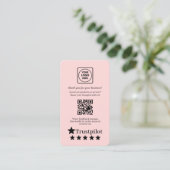 Rosa QR-Code | Trustpilot Bewertungen Benutzerfeed Visitenkarte (Stehend Vorderseite)