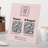 Rosa QR-Code | Venmo PayPal Scan to Pay Logo Sockelschild (In Situ)