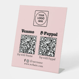 Rosa QR-Code | Venmo PayPal Scan to Pay Logo Sockelschild