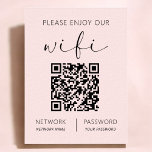 Rosa QR Code Weiß Bitte genießen Sie unsere Wifi Poster<br><div class="desc">Das QR Code White Sign - eine zeitgemäße Mischung aus Gastfreundschaft und Technologie, die Ihren Besuchern das Erlebnis vermitteln soll. Dieses elegante weiße Podestschild ist mehr als nur ein dekoratives Element; es ist eine Einladung zur Konnektivität. Mit einem dynamischen QR-Code, der hervorgehoben dargestellt wird, können die Gäste mühelos auf Ihr...</div>