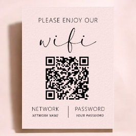 Rosa QR Code Weiß Bitte genießen Sie unsere Wifi Poster
