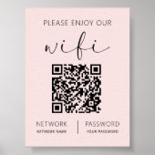 Rosa QR Code Weiß Bitte genießen Sie unsere Wifi Poster (Vorne)